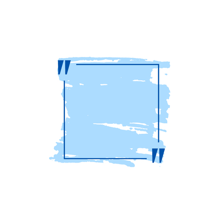 Vector Blue Quote Box with Hand Drawn Strokes, Blank Template Isolated on White Background.のイラスト素材