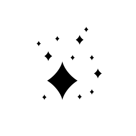 Vector Comics Style Shine, Black Geometric Shapes Isolated on White Background, Decorative Element.のイラスト素材