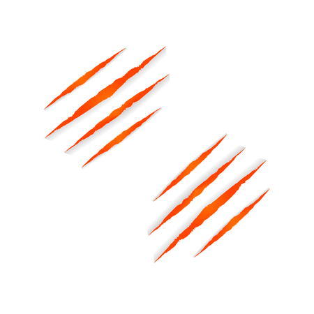 Vector Beast Clows Marks Isolated on White Background, Halloween Orange Colorful Decoration, Fire Color.のイラスト素材