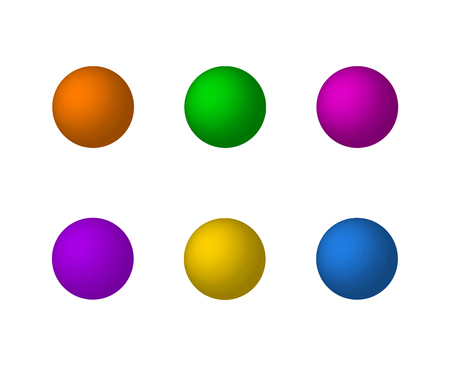 Vector Collection of 3D Spheres, Matte Balls Set, Icons Isolated on White Background.のイラスト素材