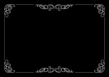 Vector Filigree Frame, Calligraphic Design Element, Old Movie Vintage Style.のイラスト素材