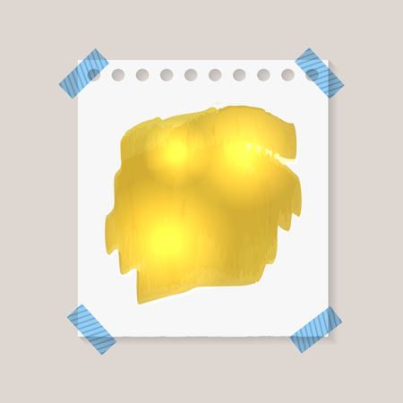 Vector Paper Piece Taped to the Wall with Golden Paint Stroke, Blank Frame.のイラスト素材