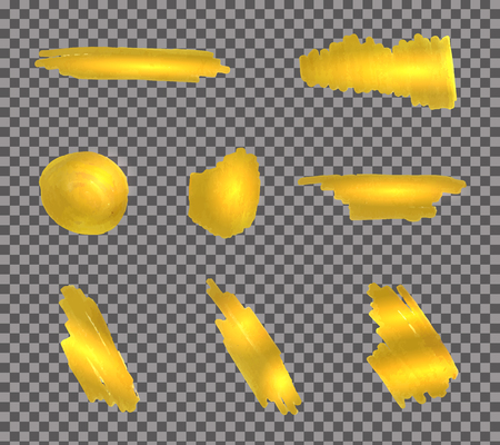 Vector Gold Paint Strokes Set o Transparent Background, Shining Effect.のイラスト素材