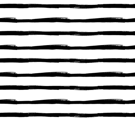 Vector Seamless Pattern, Hand Drawn Black Stripes, Black Brush Strokes on White Background.のイラスト素材
