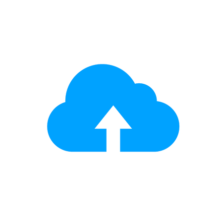 Vector Upload Icon, Cloud with Arrow, Loading Concept, Isalated on White Background Flat Design Element.のイラスト素材