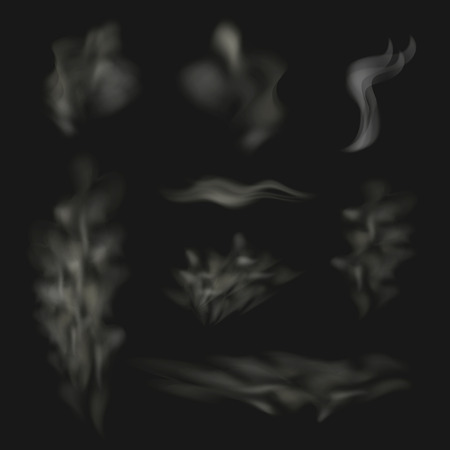 Vector Smoke Waves Collection, Clouds of the Fog Set, Abstract Icons.のイラスト素材