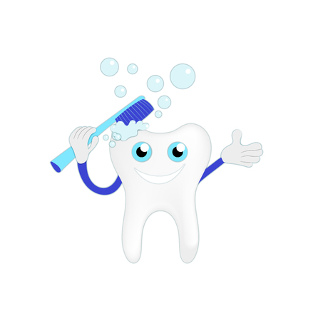 Vector Washing Tooth Illustration Isolated on White Background, Graphic Art.のイラスト素材