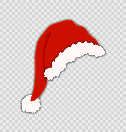 Vector Santa's Hat Isolated on Transparent Background, Christmas Celebration, Festive Decorative Element.のイラスト素材