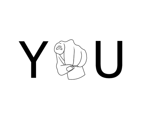 Vector Lettering YOU, We Need You Concept, Isolated on White Background Illustration.のイラスト素材