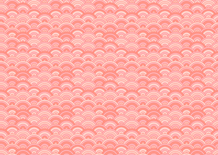 Vector Seamless Orietal Pattern, Living Coral Color Trend of the 2019 Year, Abstract Background.のイラスト素材