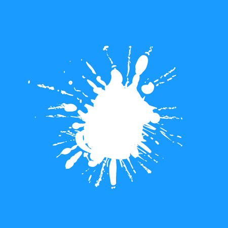 Vector Milk Splash, White Splashed Paint on Light Blue Mackground, Simple Shape.のイラスト素材