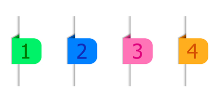 Vector Infographic Design Elements, Banners with Numbers, Paper Edge Shadow and Colorful Stickers.のイラスト素材