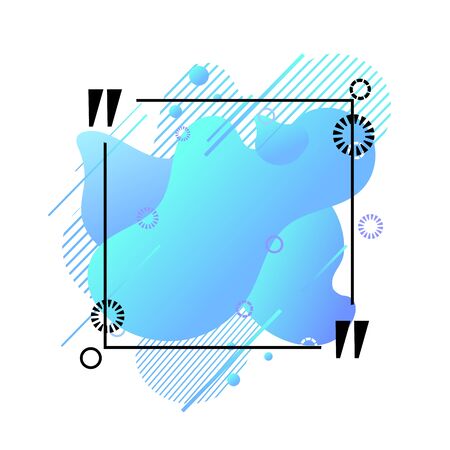 Vector Blank Square Quote Frame with Liquid Shapes Background, Color Trend of the 2020 Year, Blank Border Template.のイラスト素材