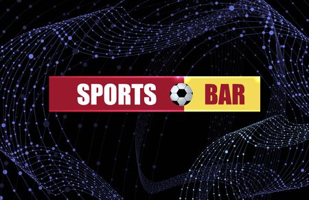 Vector Sports Bar Banner Template, Abstract Wireframe Swirls, Bright Colorful Sign on the Dark Background.のイラスト素材