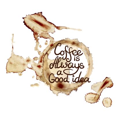 Vector Coffee Splash Circle and Letterings: Coffee is Always a Good Idea, Coffee Shop Emblem Template, Isolated on White Background Icon.のイラスト素材
