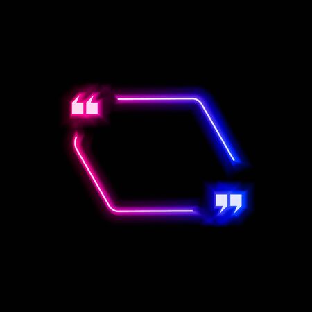 Vector neon gradient blue and pink colorful quote frame isolated on black background, glowing bubble template, geometric shape, abstract lights, multicolored blank border.のイラスト素材