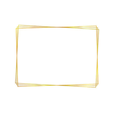 Vector golden frame isolated on white background, blank template, rectangular shape, square frame, colorful background, graphic art.のイラスト素材