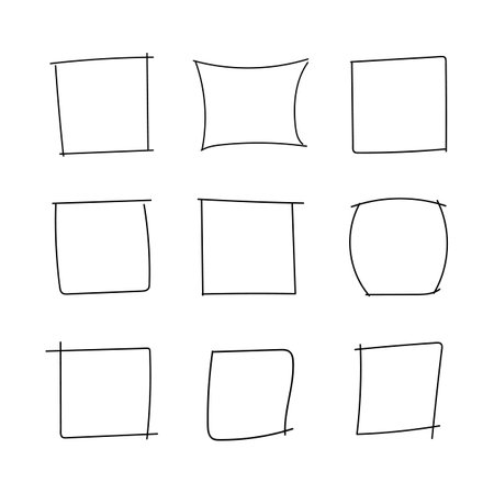 Vector set of hand drawn squares, squared frames collection.のイラスト素材