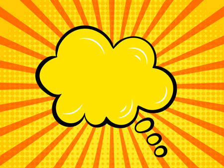 Vector comic book style background with bubble, bright yellow color, rays shining.