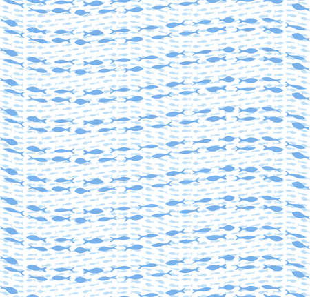 Vector seamless pattern, Fish, Sea waves, ocean life, background, fishのイラスト素材