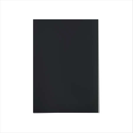 Vector Black Paper Isolated on White Background, Black Creative Sketchbook Paper Texture, Sticker with Shadow, Blank Quote.のイラスト素材