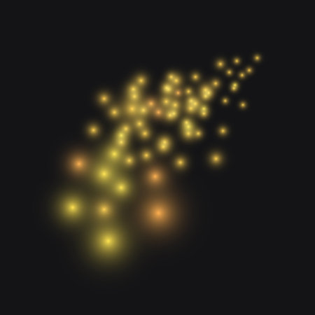 Vector Lights Glowing on Dark Background, Motion Light, Perspective Effect, Decorative Element.のイラスト素材