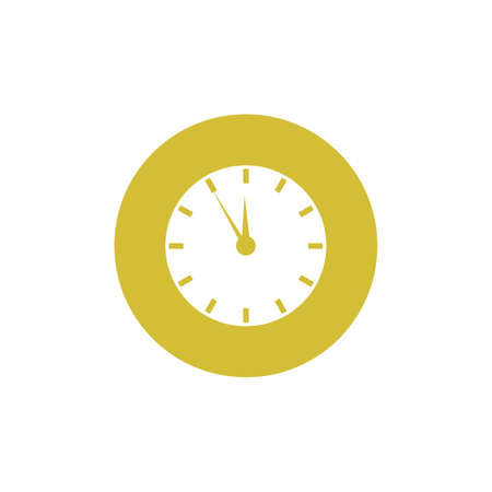 Vector Minimal Golden Clock, Timer Icon, Bold Circle Frame, Watch Sign Isolated.のイラスト素材