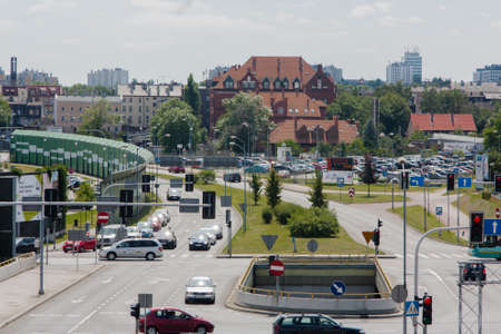 Katowice, Poland - July 10, 2016: Crossing the street Avenue Rozdzienskiego Jerzy Duda - Player in Katowiceのeditorial素材