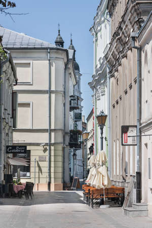 Piotrkow Trybunalski, Poland - June 17, 2019: Beautiful, atmospheric Lazienna Mokra street on a hot...