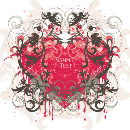 background with angels and heartの写真素材