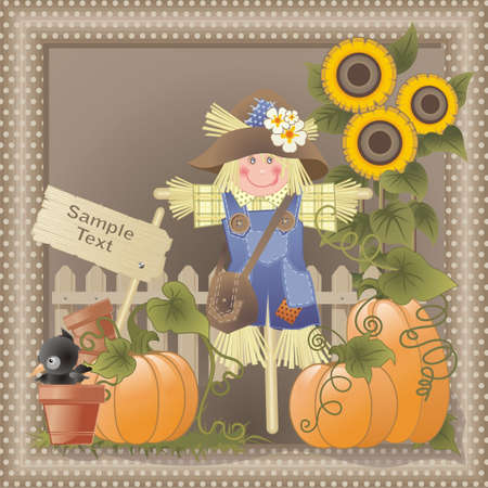 country composition with funny charactersの写真素材