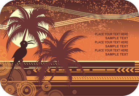 card with bird moon and palmsのイラスト素材