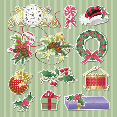 christmas stickers  のイラスト素材