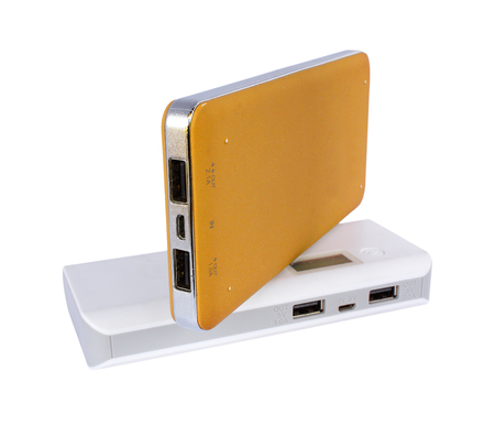 power bank isolated on white backgroundの写真素材