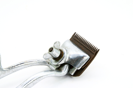 Vintage hair clipper on a white backgroundの写真素材