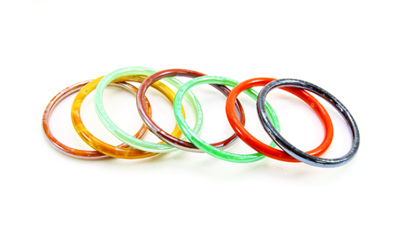 Multicolor bangles on white background