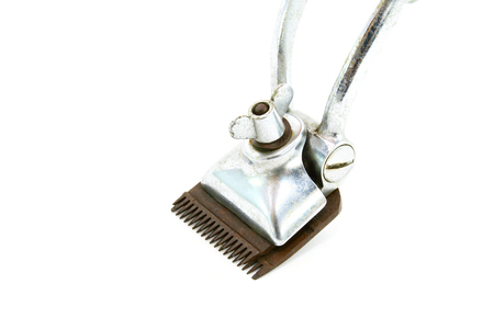Vintage hair clipper on a white backgroundの写真素材