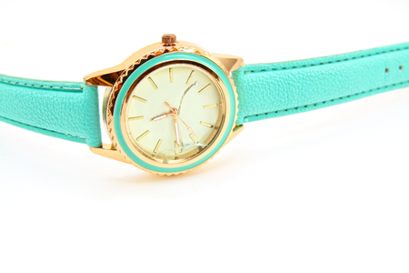 Broken wristwatch isolated on white backgroundの写真素材
