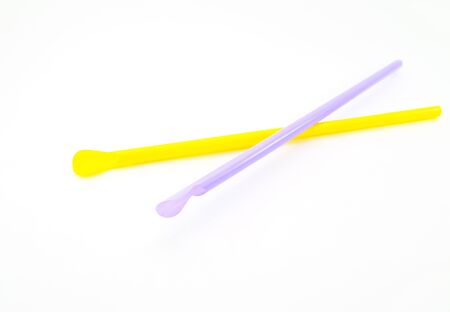 Drinking straws isolated on white backgroundの写真素材