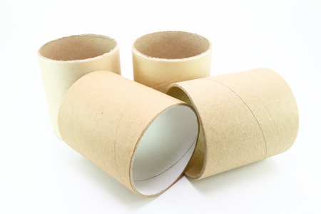 paper roll of bathroom on white abckgroundの写真素材