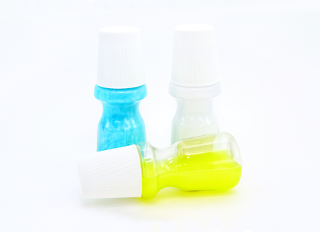 Hotel cosmetics kit on white backgroundの写真素材