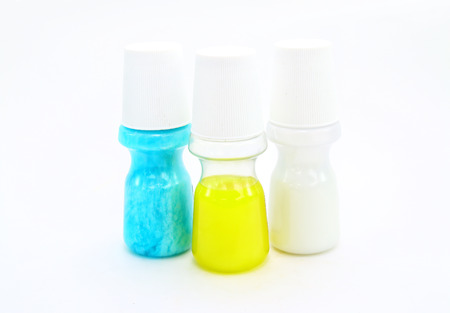 Hotel cosmetics kit on white backgroundの写真素材
