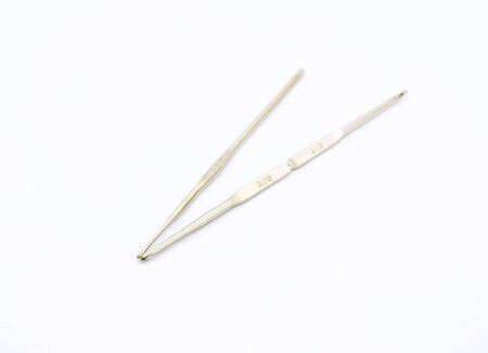 Crochet hooks isolated on white backgroundの写真素材
