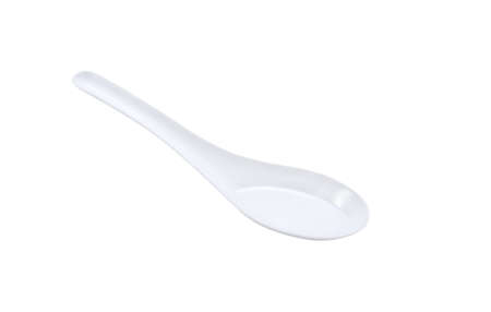 Plastic spoon isolated on white backgroundの写真素材