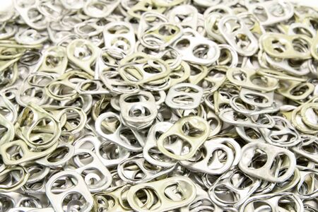 Stack of aluminum ring pullsの写真素材