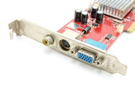 Old computer graphic card on white background