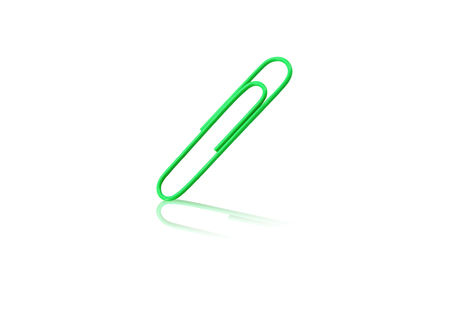 Metal paperclip on white backgroundの写真素材