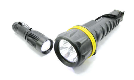 LED flashlight on white background