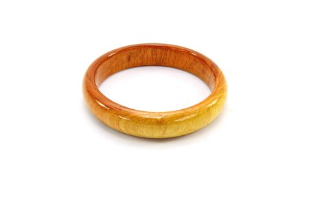 Wooden bracelet isolated on white backgroundの写真素材