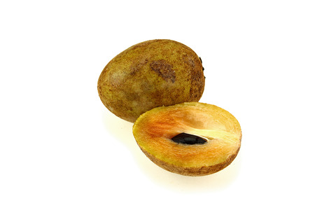 Sapodillas isolated on white backgroundの写真素材